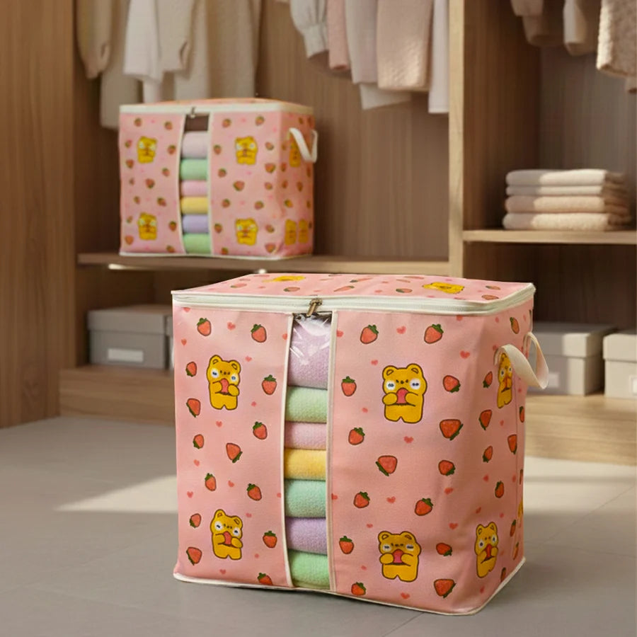 HOMIE 120 &amp; 110 GSM Non-Woven Storage Bag – Strawberry & Bear