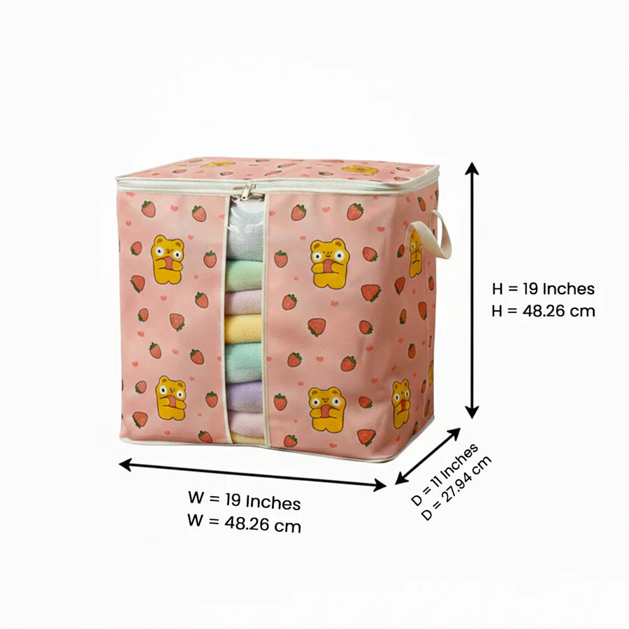 HOMIE 120 &amp; 110 GSM Non-Woven Storage Bag – Strawberry & Bear