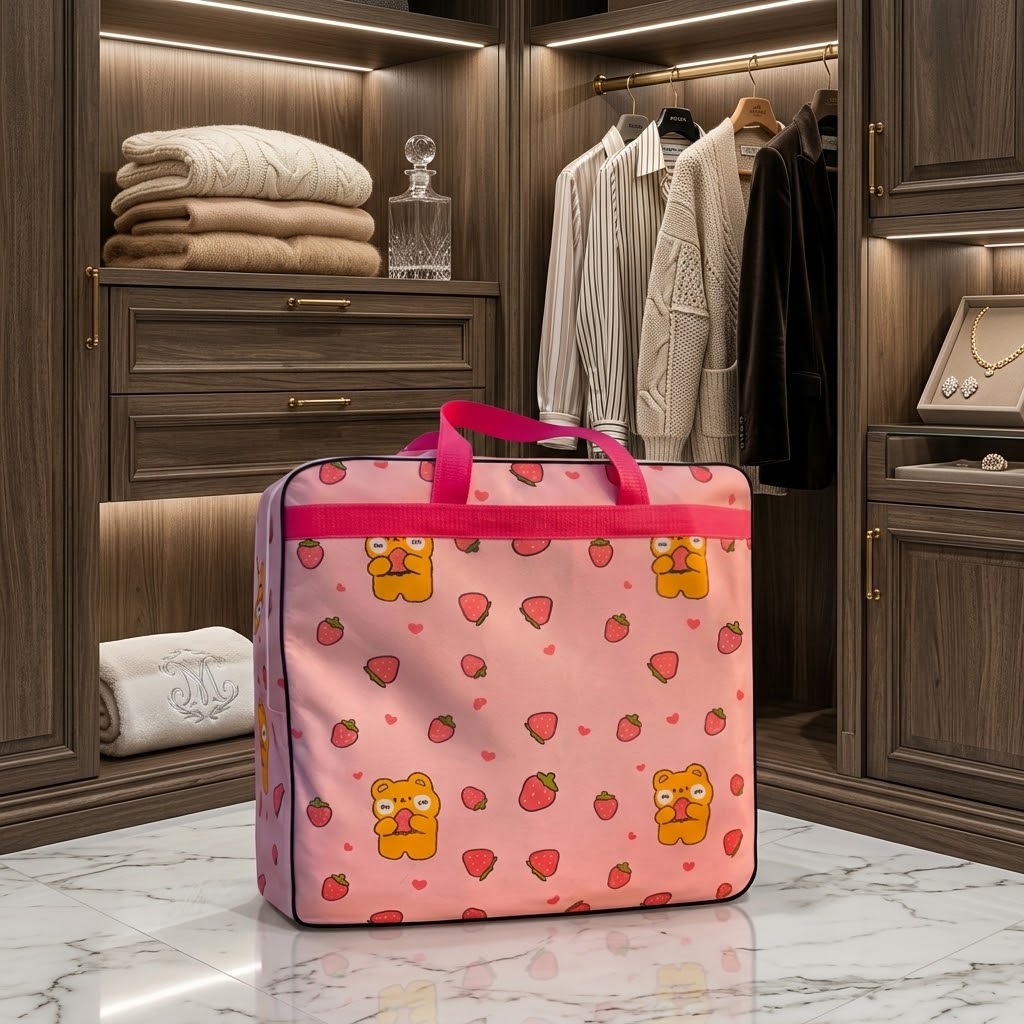 HOMIE 120 GSM Non-Woven Storage Bag – Strawberry & Bear